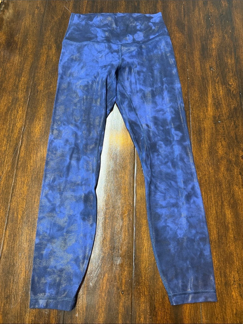 Kids High-Waist Navy Blue Tie-Dye Leggings